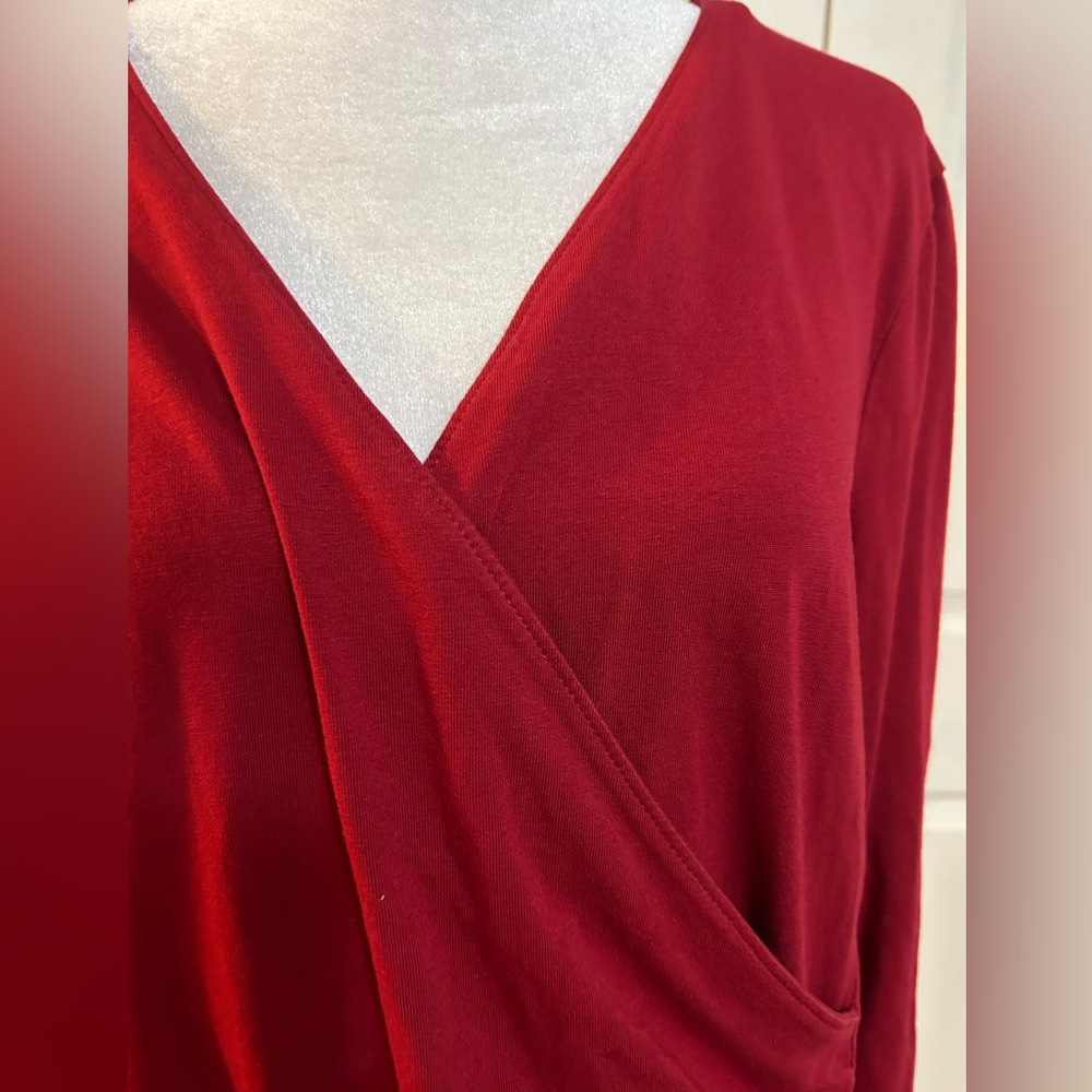 Talbots Red Wrap Top - Picture 2 of 5